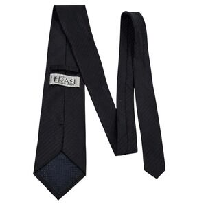 Vintage Umberto Frasi Black Silk Blend Textured Diagonal Stripe Necktie Men's